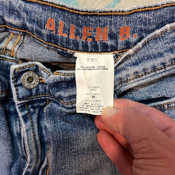 VINTAGE Allen B. By Allen Schwartz Boho Patchwork Retro Boot Cut Jeans C28 - Picture 8 of 8